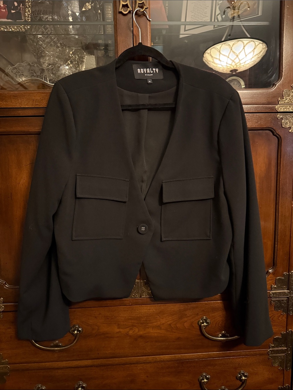 Royalty For Me Black Women's Pocket Blazer